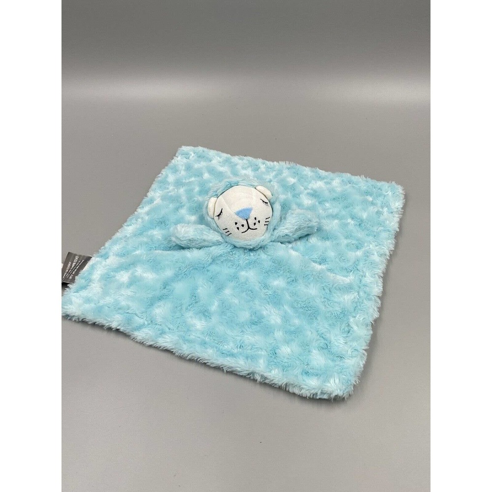 Manhattan Kids Aqua Blue Lovey Security Blanket Lion Sleepy Eyes Rosetta Swirl